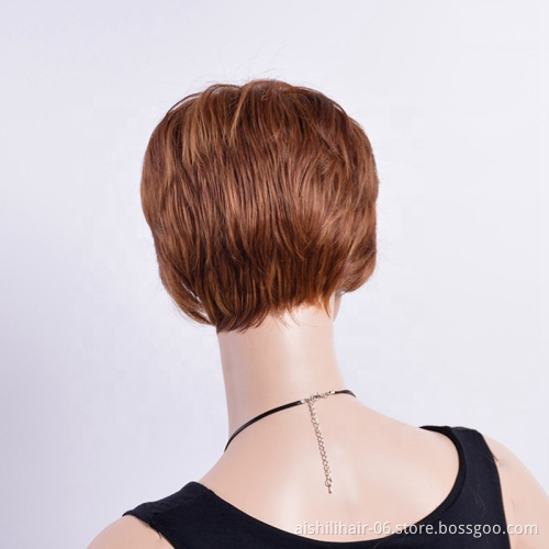 The best-selling synthesis nut-brown  short  synthesis  straight  hair wig for European and American women